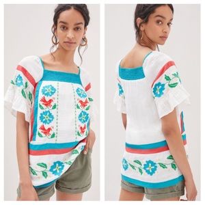 Anthro 4 Seen Worn Kept Embroidered Tunic Blouse